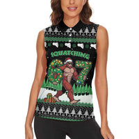 Funny Bigfoot 67 Six Seven Christmas Women Sleeveless Polo Shirt Squatching Through The Snow - Wonder Print Shop