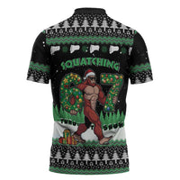 Funny Bigfoot 67 Six Seven Christmas Zipper Polo Shirt Squatching Through The Snow - Wonder Print Shop