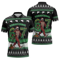 Funny Bigfoot 67 Six Seven Christmas Zipper Polo Shirt Squatching Through The Snow - Wonder Print Shop