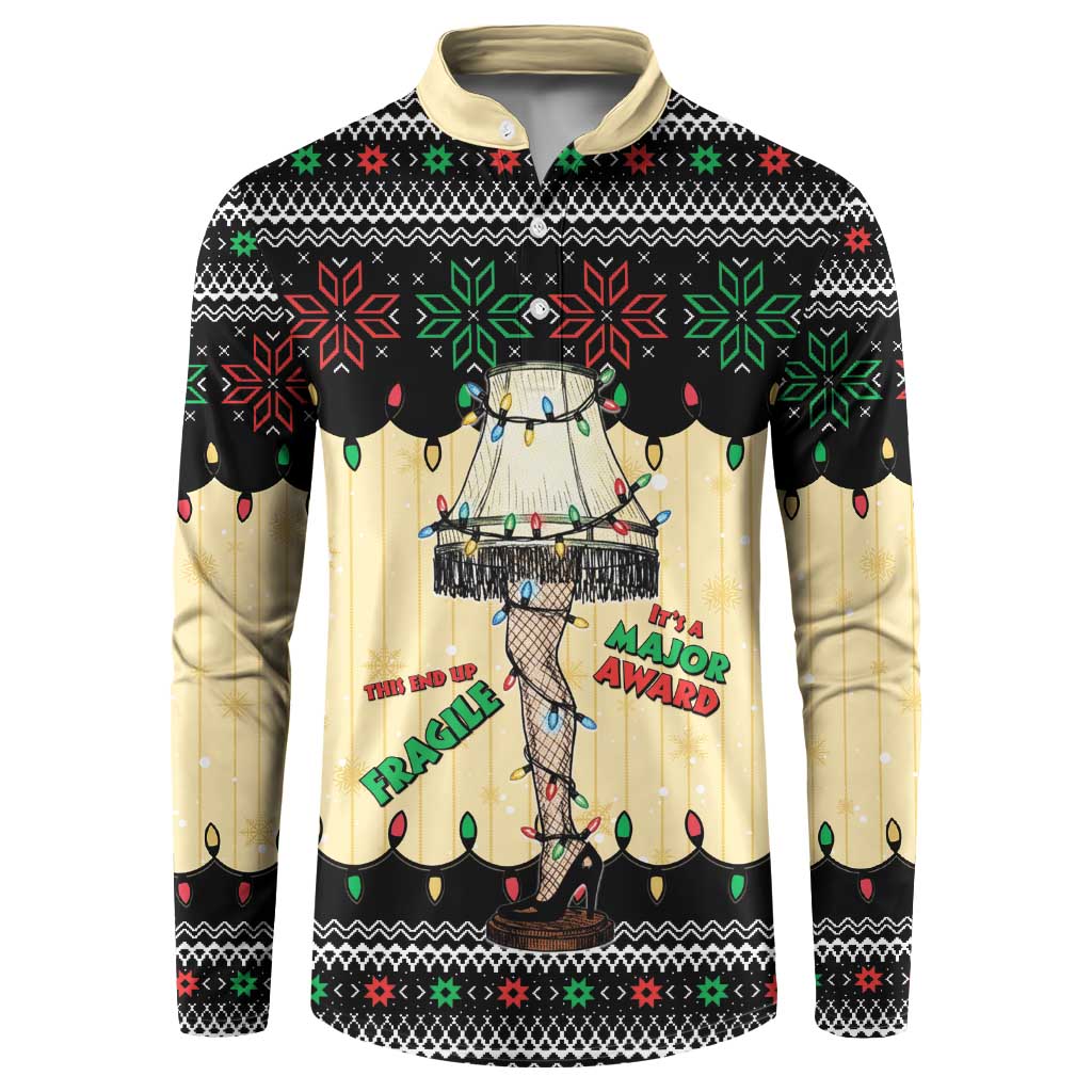 Christmas Story Button Sweatshirt Fragile Leg Lamp - Wonder Print Shop