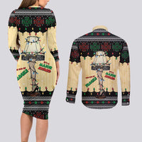 Christmas Story Couples Matching Long Sleeve Bodycon Dress and Long Sleeve Button Shirt Fragile Leg Lamp - Wonder Print Shop