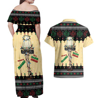 Christmas Story Couples Matching Off Shoulder Maxi Dress and Hawaiian Shirt Fragile Leg Lamp - Wonder Print Shop