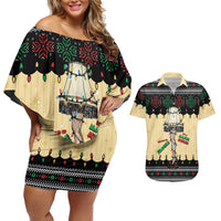Christmas Story Couples Matching Off Shoulder Short Dress and Hawaiian Shirt Fragile Leg Lamp - Wonder Print Shop