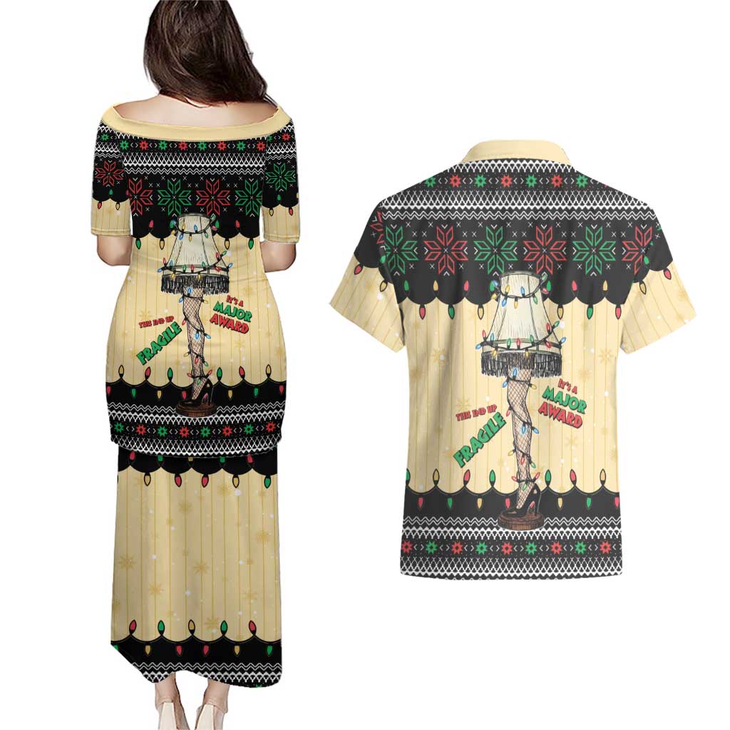 Christmas Story Couples Matching Puletasi and Hawaiian Shirt Fragile Leg Lamp - Wonder Print Shop