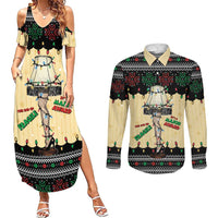 Christmas Story Couples Matching Summer Maxi Dress and Long Sleeve Button Shirt Fragile Leg Lamp - Wonder Print Shop