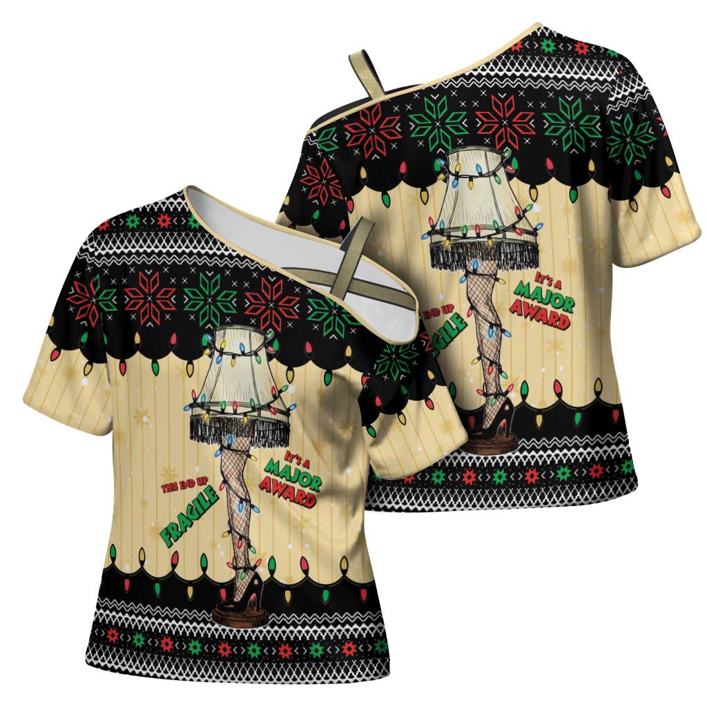 Christmas Story Cross Shoulder Shirt Fragile Leg Lamp - Wonder Print Shop