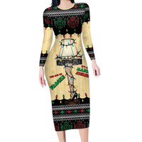 Christmas Story Family Matching Long Sleeve Bodycon Dress and Hawaiian Shirt Fragile Leg Lamp - Wonder Print Shop