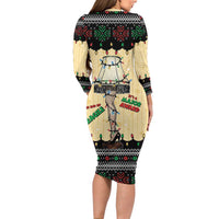 Christmas Story Family Matching Long Sleeve Bodycon Dress and Hawaiian Shirt Fragile Leg Lamp - Wonder Print Shop