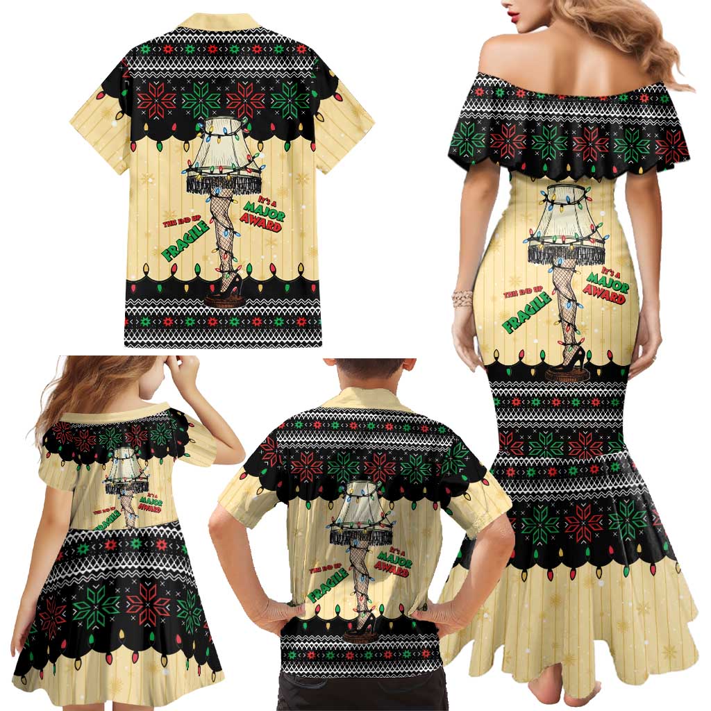 Christmas Story Family Matching Mermaid Dress and Hawaiian Shirt Fragile Leg Lamp - Wonder Print Shop