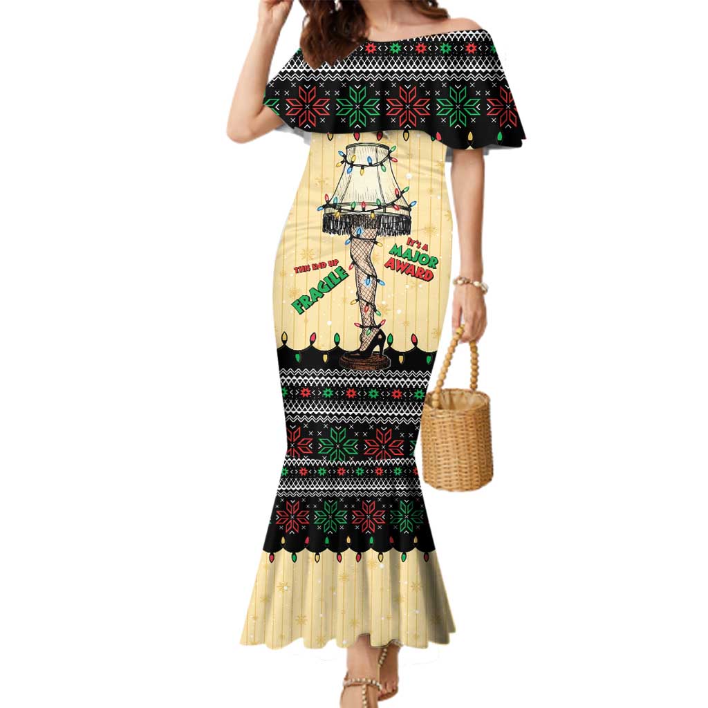 Christmas Story Family Matching Mermaid Dress and Hawaiian Shirt Fragile Leg Lamp - Wonder Print Shop