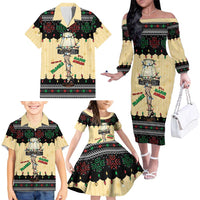 Christmas Story Family Matching Off The Shoulder Long Sleeve Dress and Hawaiian Shirt Fragile Leg Lamp - Wonder Print Shop
