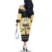 Christmas Story Family Matching Off The Shoulder Long Sleeve Dress and Hawaiian Shirt Fragile Leg Lamp - Wonder Print Shop