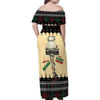 Christmas Story Family Matching Off Shoulder Maxi Dress and Hawaiian Shirt Fragile Leg Lamp - Wonder Print Shop