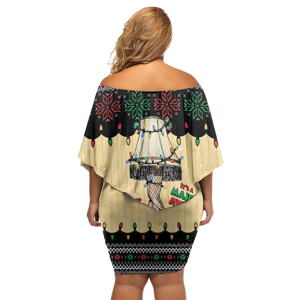 Christmas Story Family Matching Off Shoulder Short Dress and Hawaiian Shirt Fragile Leg Lamp - Wonder Print Shop