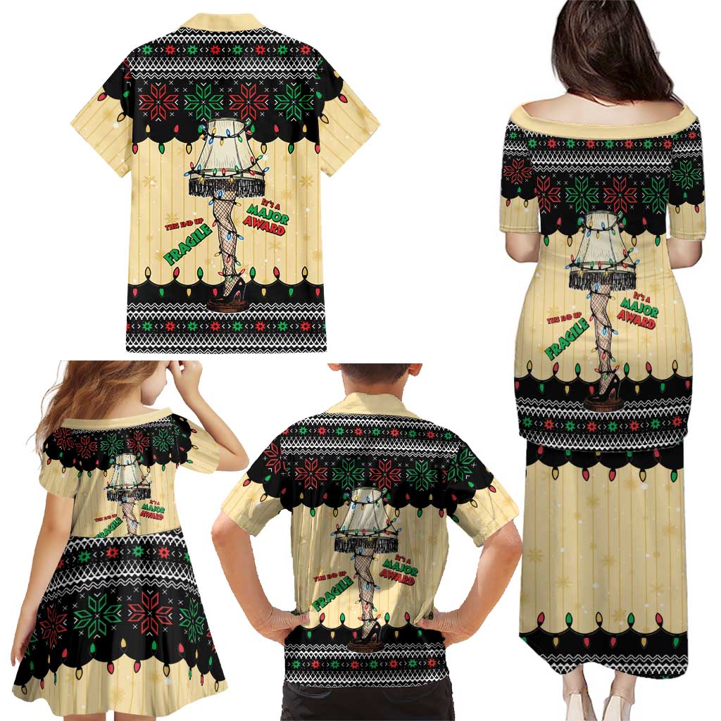 Christmas Story Family Matching Puletasi and Hawaiian Shirt Fragile Leg Lamp - Wonder Print Shop