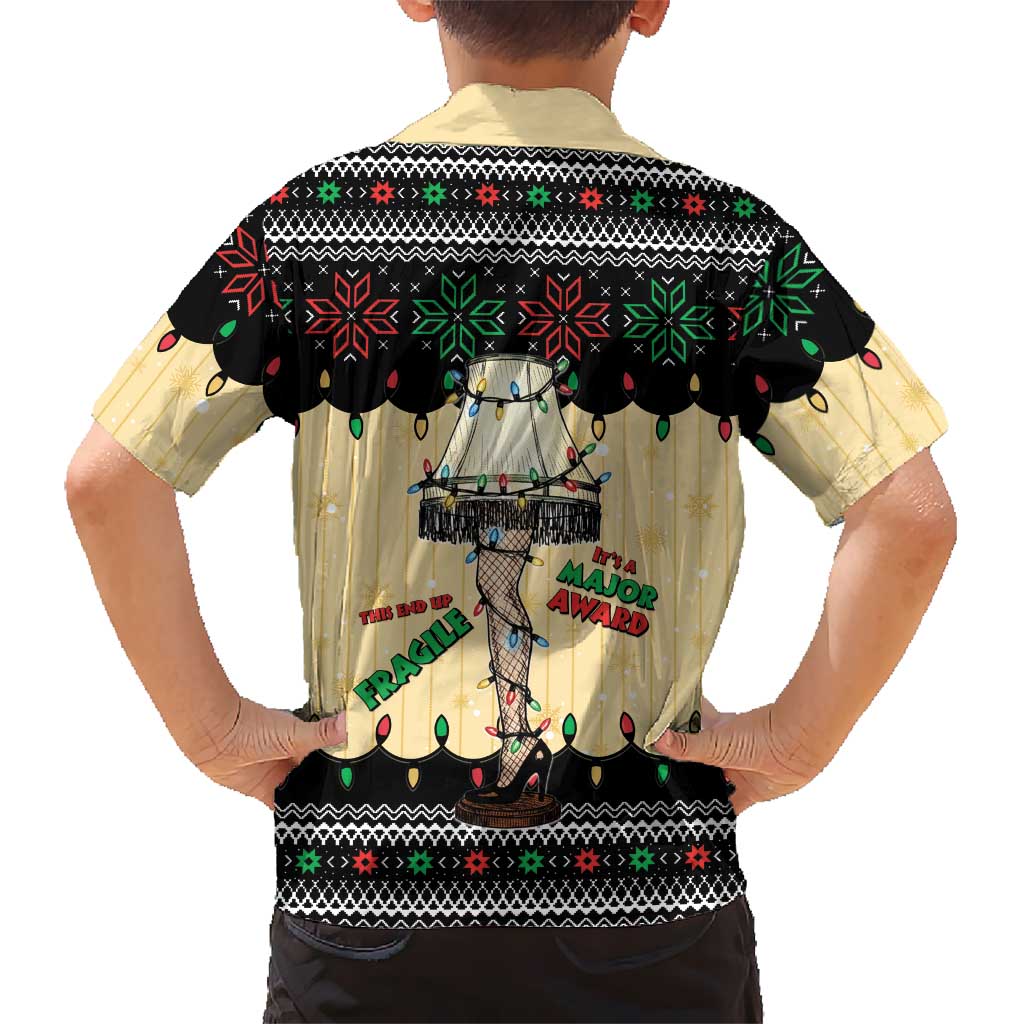 Christmas Story Family Matching Short Sleeve Bodycon Dress and Hawaiian Shirt Fragile Leg Lamp - Wonder Print Shop