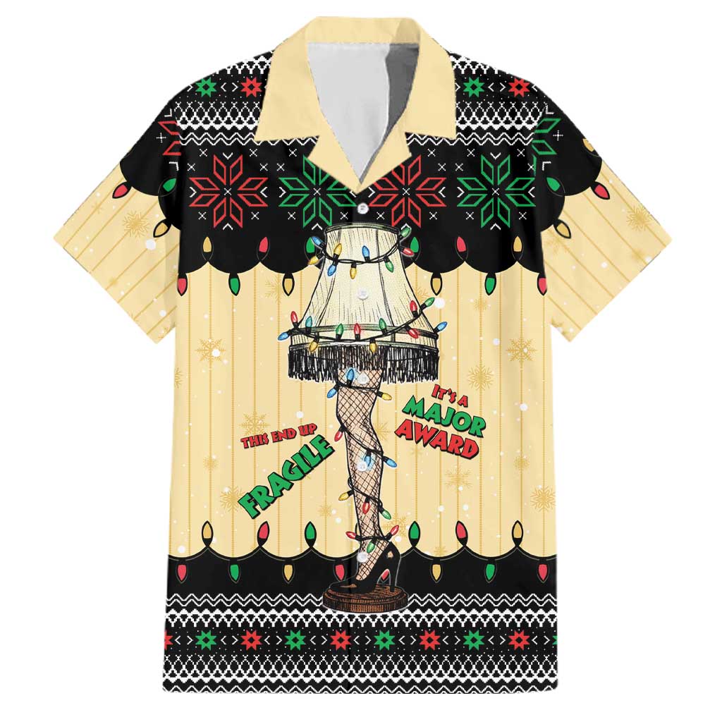 Christmas Story Family Matching Short Sleeve Bodycon Dress and Hawaiian Shirt Fragile Leg Lamp - Wonder Print Shop