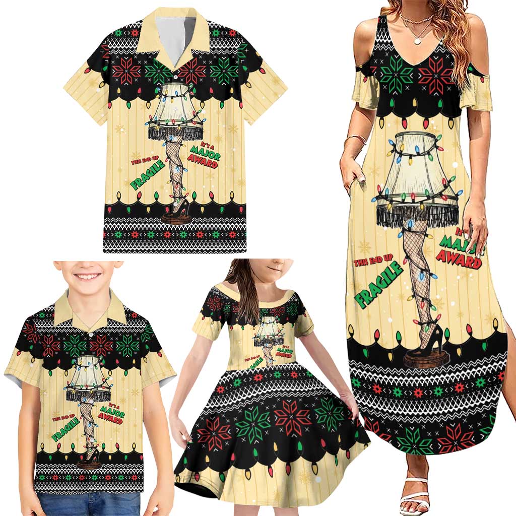 Christmas Story Family Matching Summer Maxi Dress and Hawaiian Shirt Fragile Leg Lamp - Wonder Print Shop