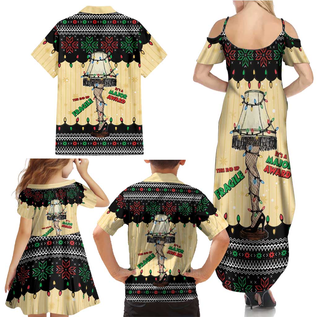 Christmas Story Family Matching Summer Maxi Dress and Hawaiian Shirt Fragile Leg Lamp - Wonder Print Shop