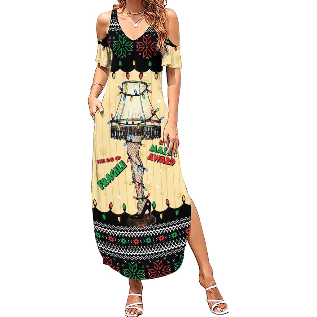 Christmas Story Family Matching Summer Maxi Dress and Hawaiian Shirt Fragile Leg Lamp - Wonder Print Shop