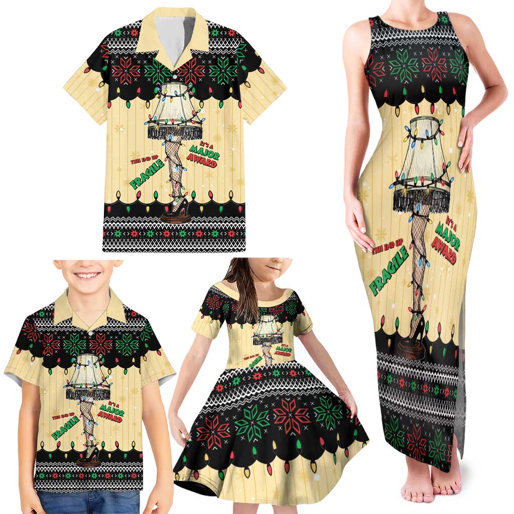 Christmas Story Family Matching Tank Maxi Dress and Hawaiian Shirt Fragile Leg Lamp - Wonder Print Shop