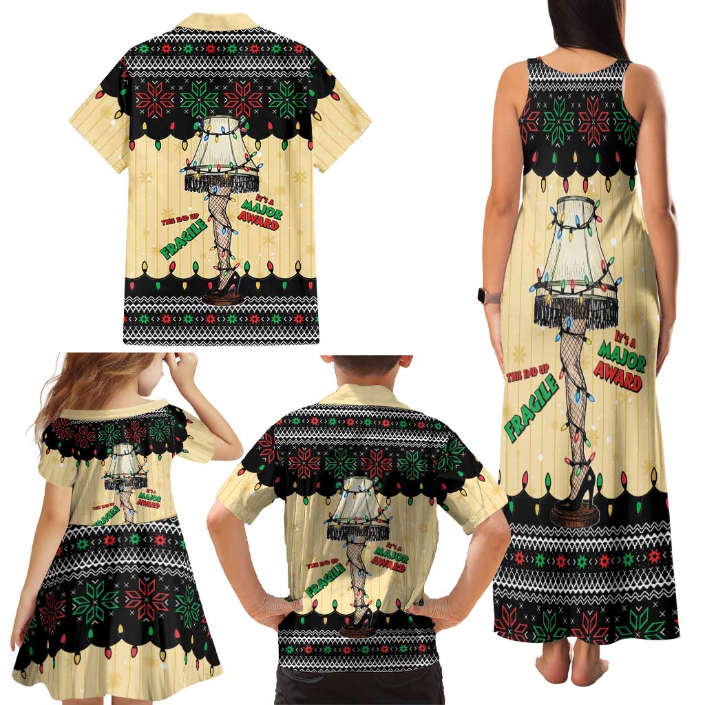 Christmas Story Family Matching Tank Maxi Dress and Hawaiian Shirt Fragile Leg Lamp - Wonder Print Shop