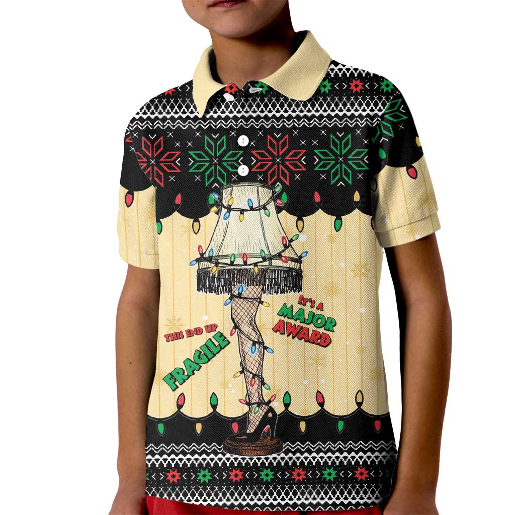 Christmas Story Kid Polo Shirt Fragile Leg Lamp - Wonder Print Shop