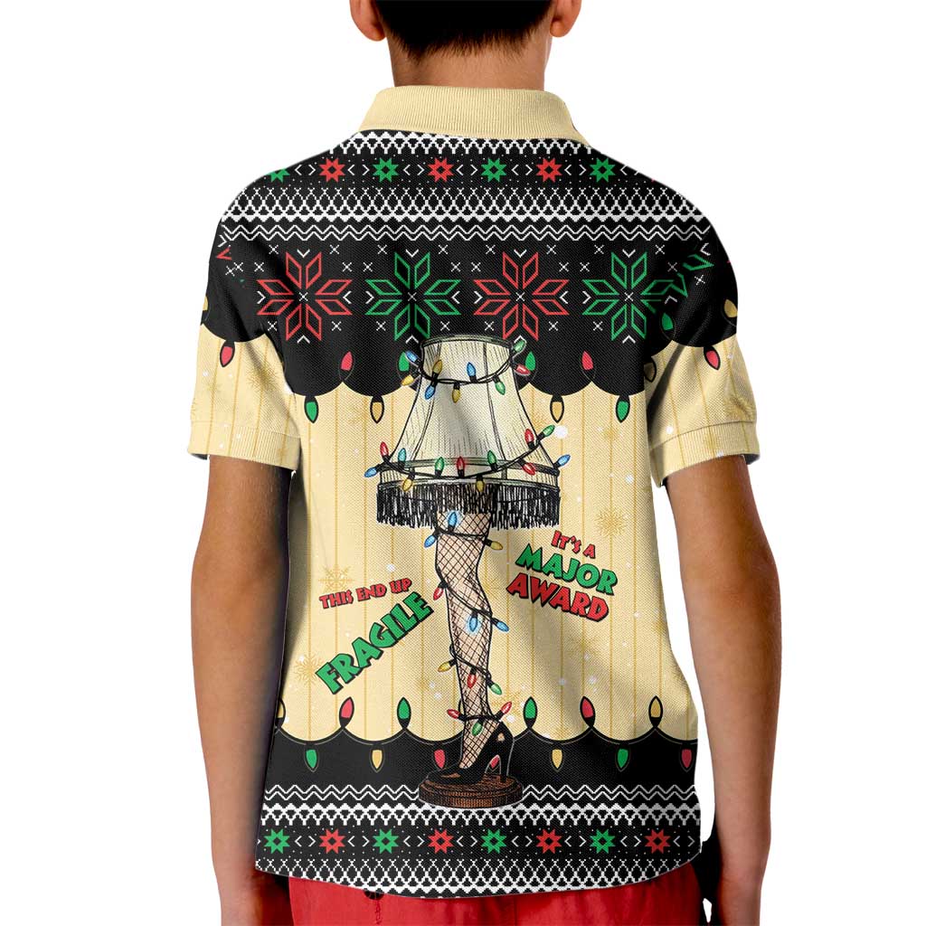 Christmas Story Kid Polo Shirt Fragile Leg Lamp - Wonder Print Shop