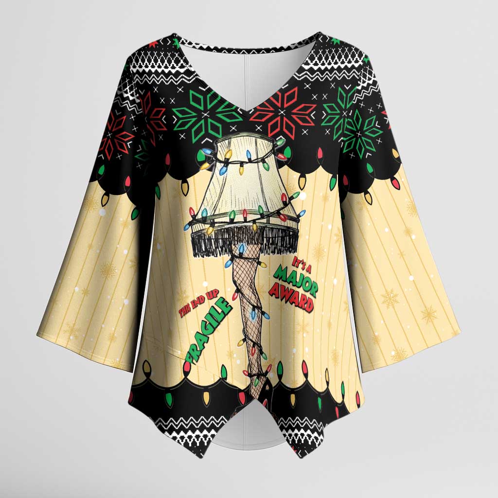 Christmas Story Kimono Sleeve Blouse Fragile Leg Lamp - Wonder Print Shop