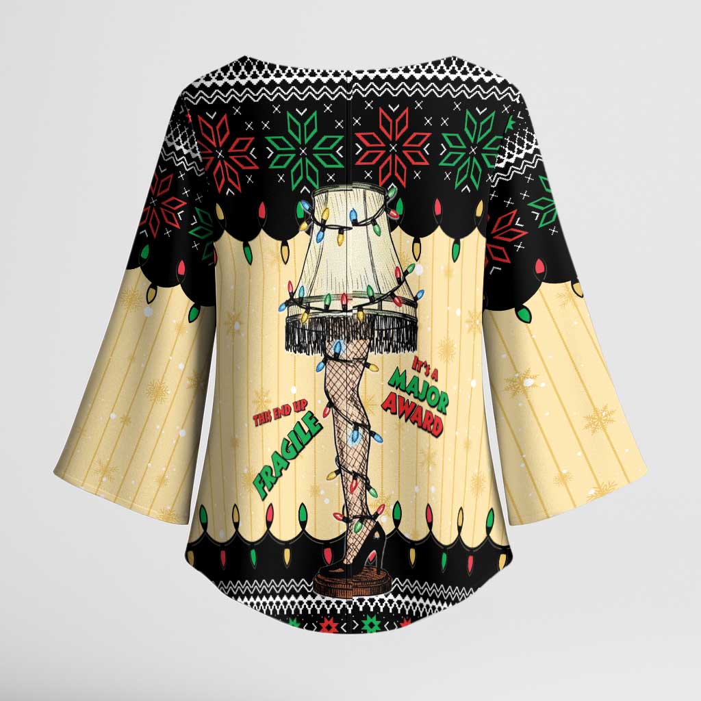 Christmas Story Kimono Sleeve Blouse Fragile Leg Lamp - Wonder Print Shop