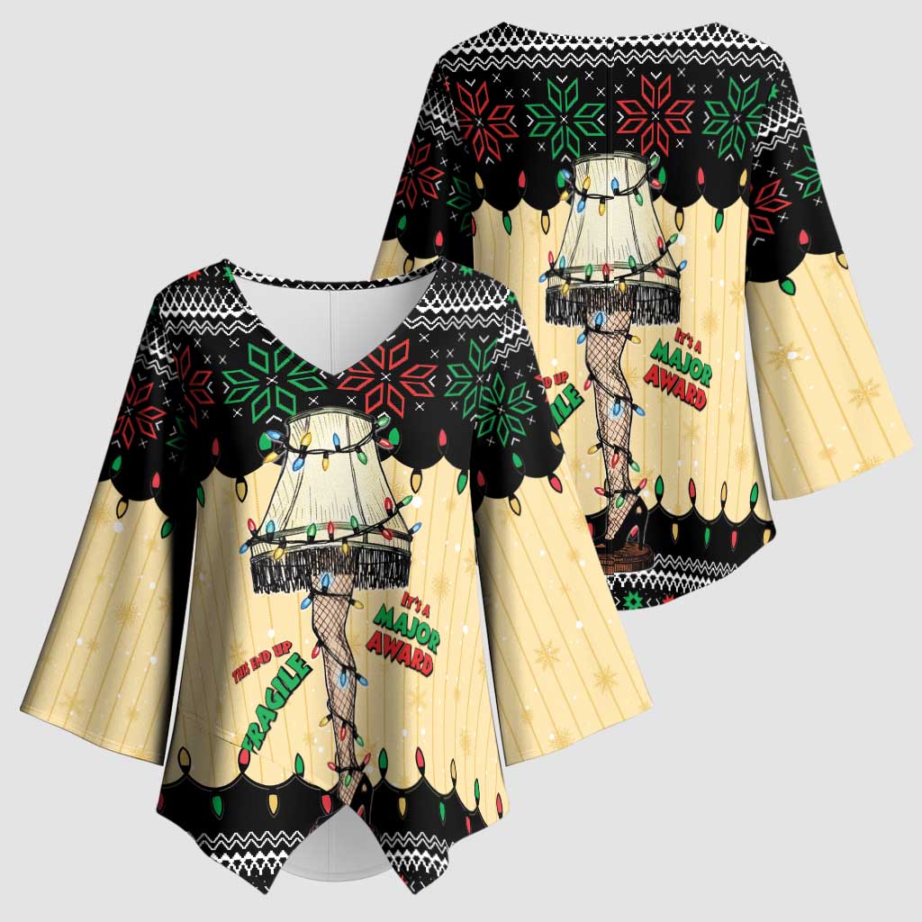Christmas Story Kimono Sleeve Blouse Fragile Leg Lamp - Wonder Print Shop