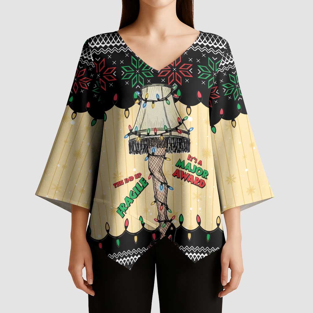 Christmas Story Kimono Sleeve Blouse Fragile Leg Lamp - Wonder Print Shop