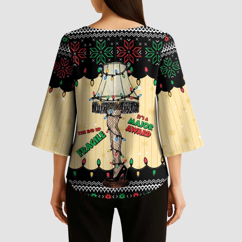 Christmas Story Kimono Sleeve Blouse Fragile Leg Lamp - Wonder Print Shop
