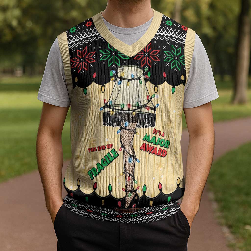 Christmas Story Christmas Knitted V-Neck Vest Fragile Leg Lamp - Wonder Print Shop