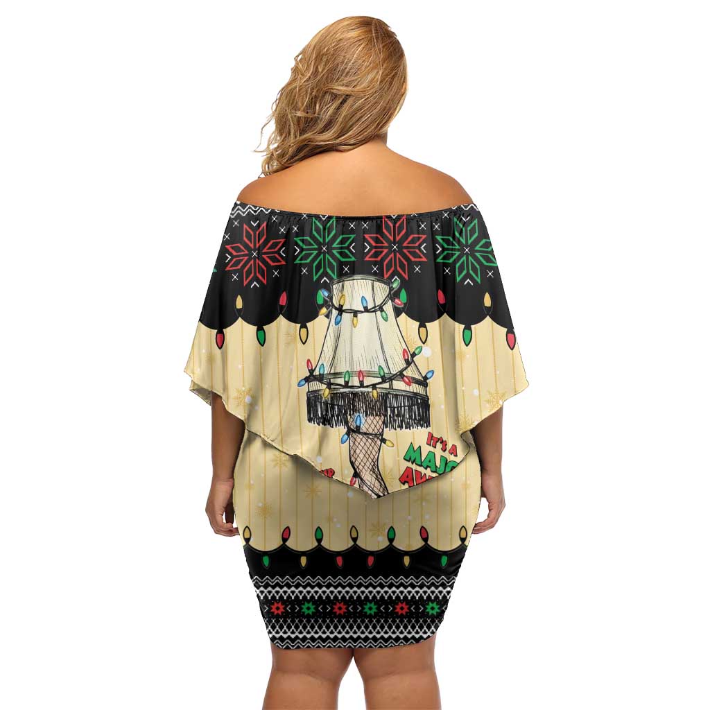 Christmas Story Off Shoulder Short Dress Fragile Leg Lamp - Wonder Print Shop
