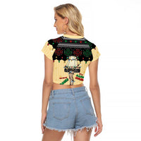 Christmas Story Raglan Cropped T Shirt Fragile Leg Lamp - Wonder Print Shop