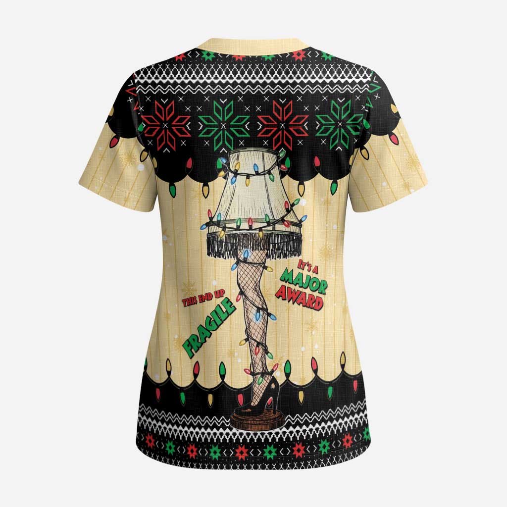 Christmas Story Scrub Top Fragile Leg Lamp - Wonder Print Shop