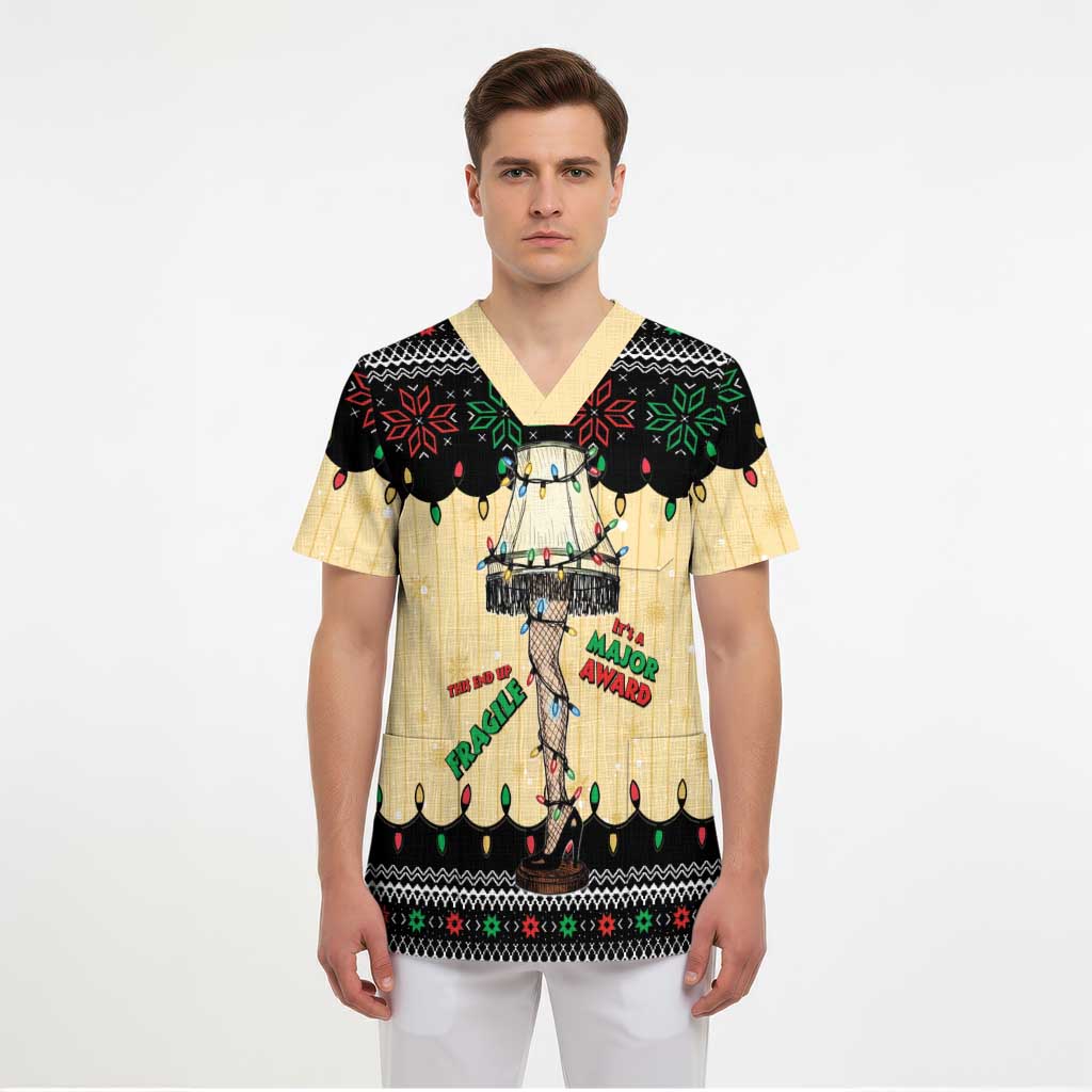 Christmas Story Scrub Top Fragile Leg Lamp - Wonder Print Shop