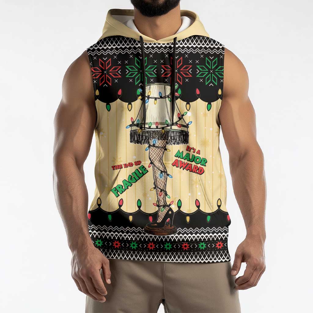 Christmas Story Sleeveless Hoodie Fragile Leg Lamp - Wonder Print Shop