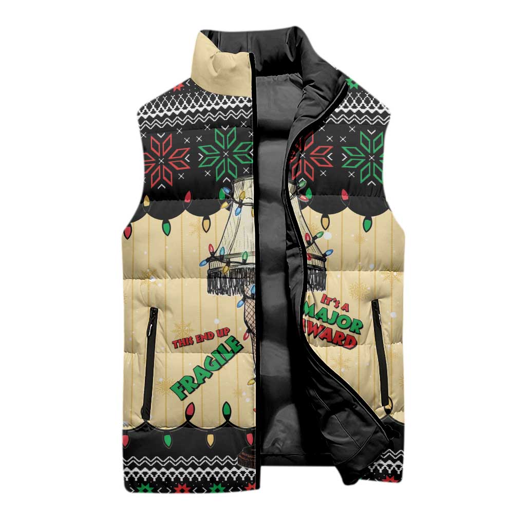 Christmas Story Sleeveless Puffer Jacket Fragile Leg Lamp - Wonder Print Shop