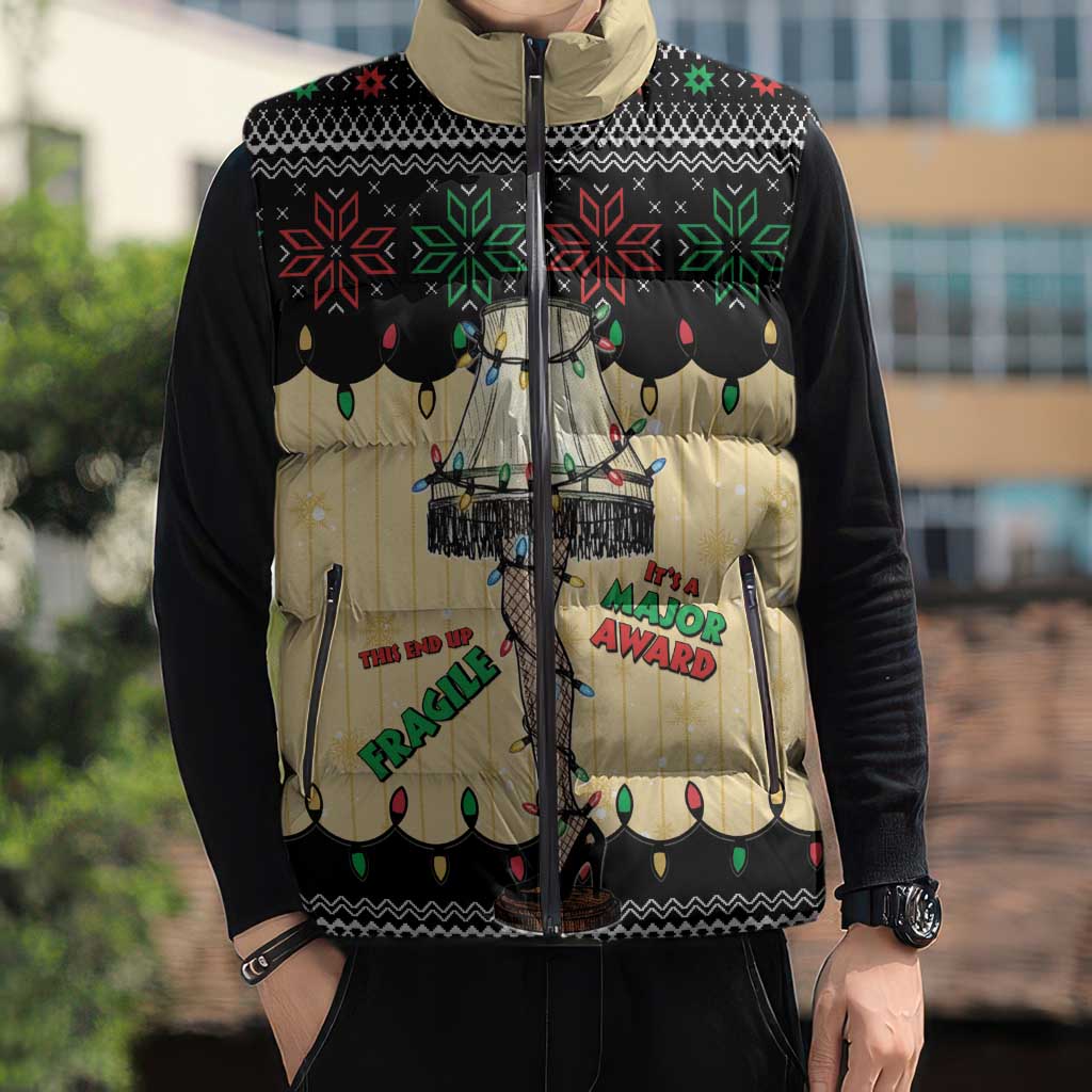 Christmas Story Sleeveless Puffer Jacket Fragile Leg Lamp - Wonder Print Shop