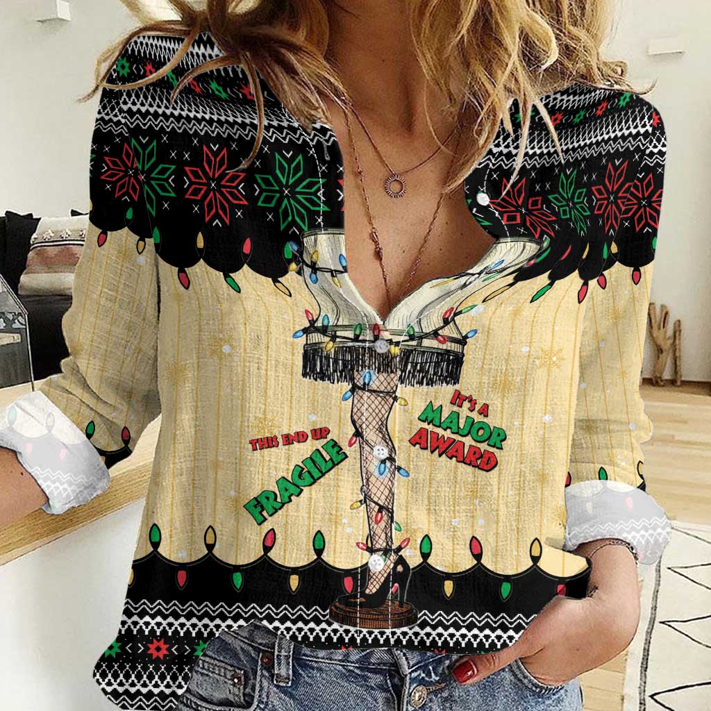 Christmas Story Women Casual Shirt Fragile Leg Lamp - Wonder Print Shop