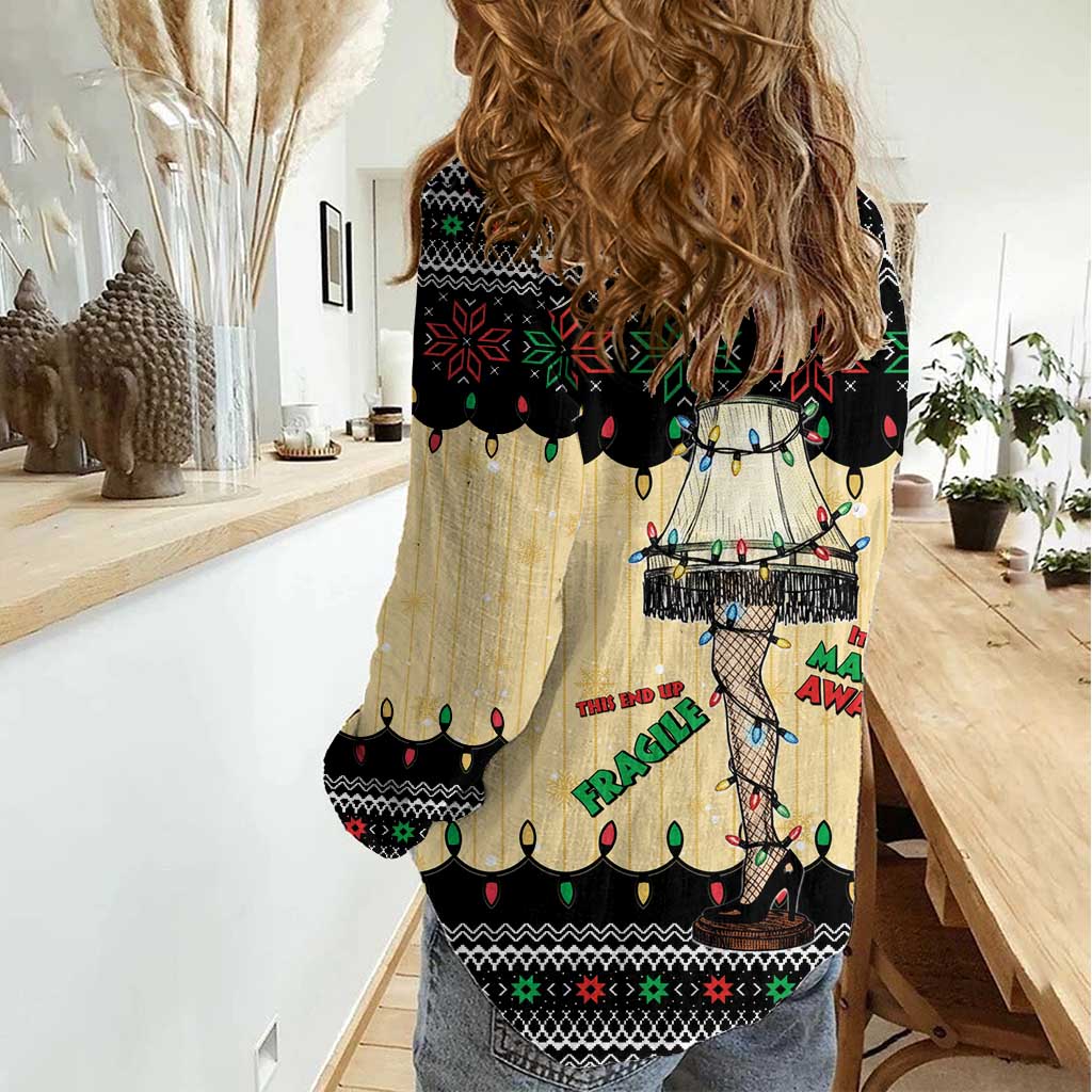Christmas Story Women Casual Shirt Fragile Leg Lamp - Wonder Print Shop