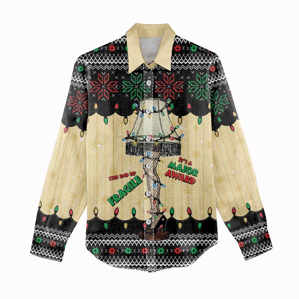 Christmas Story Women Casual Shirt Fragile Leg Lamp - Wonder Print Shop