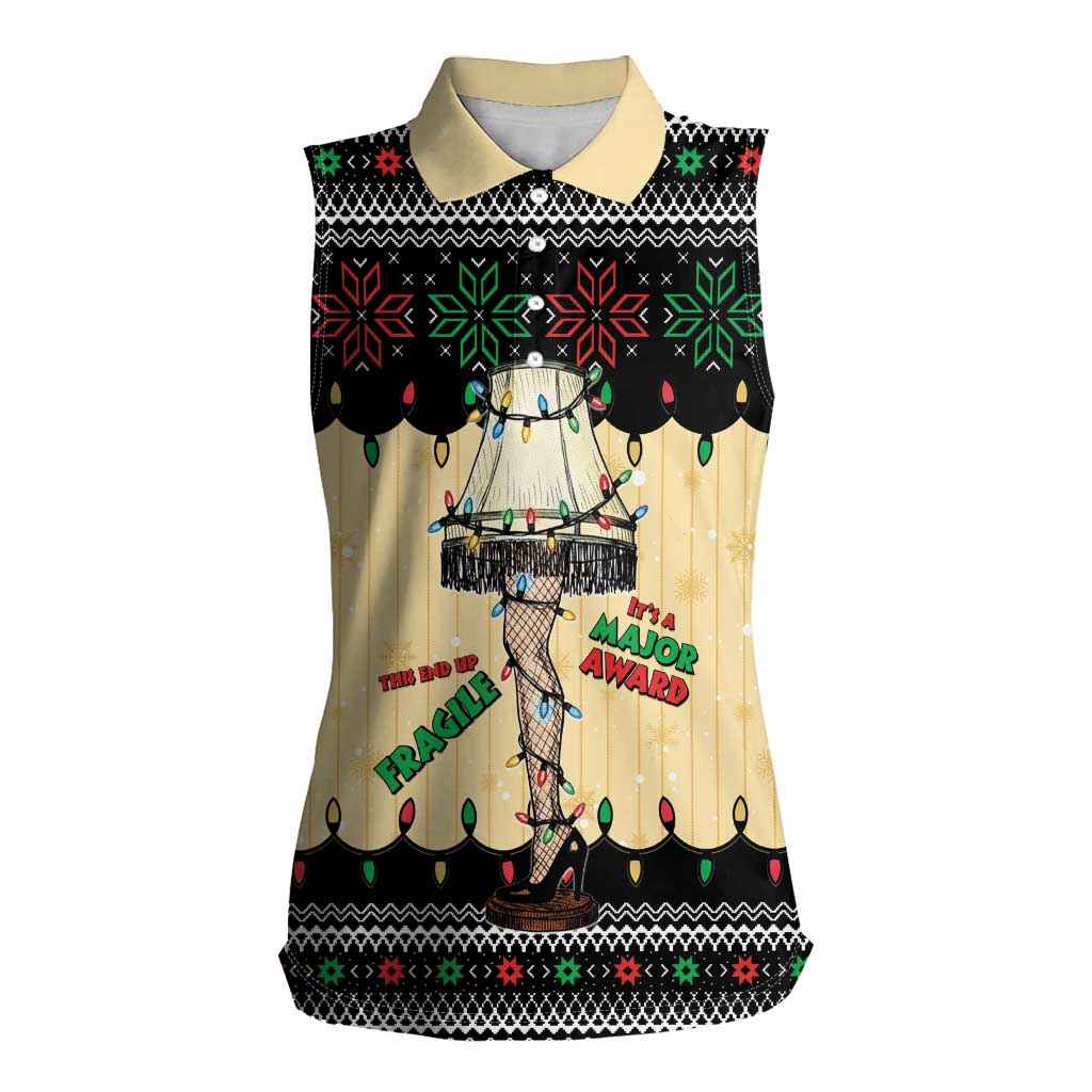 Christmas Story Women Sleeveless Polo Shirt Fragile Leg Lamp - Wonder Print Shop