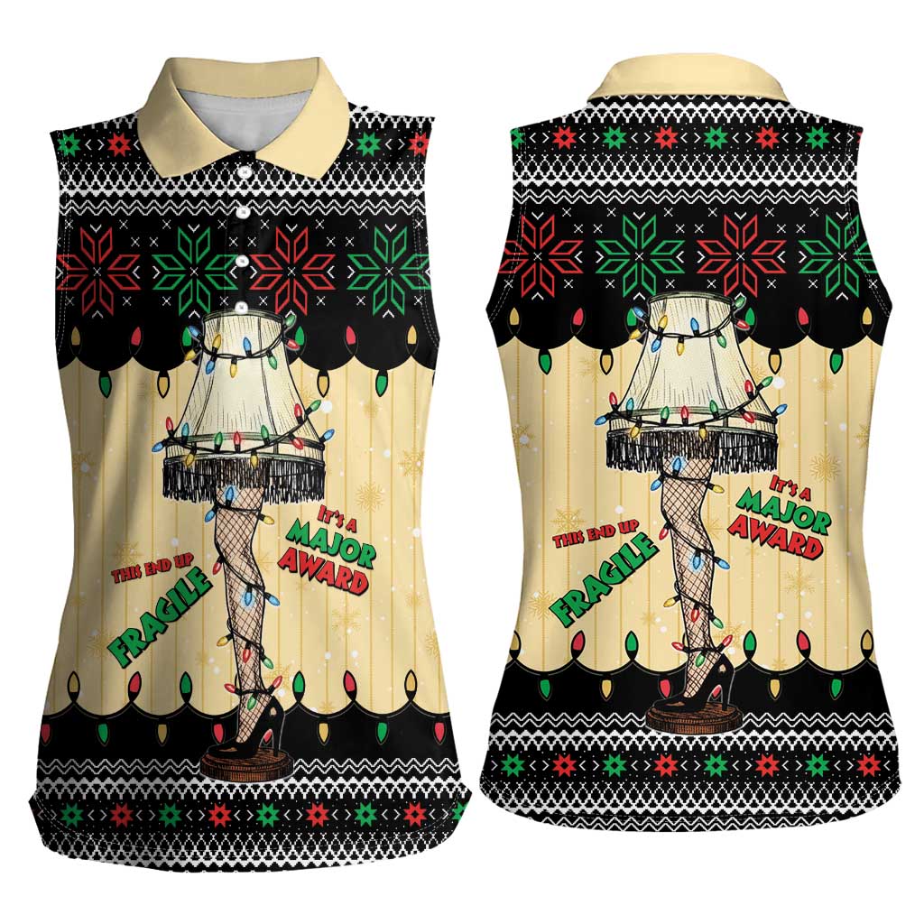 Christmas Story Women Sleeveless Polo Shirt Fragile Leg Lamp - Wonder Print Shop