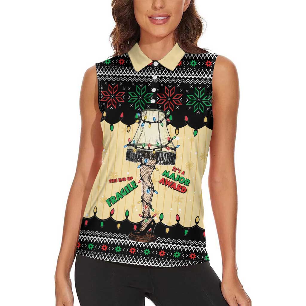 Christmas Story Women Sleeveless Polo Shirt Fragile Leg Lamp - Wonder Print Shop
