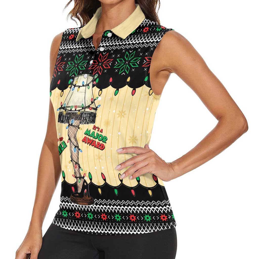 Christmas Story Women Sleeveless Polo Shirt Fragile Leg Lamp - Wonder Print Shop