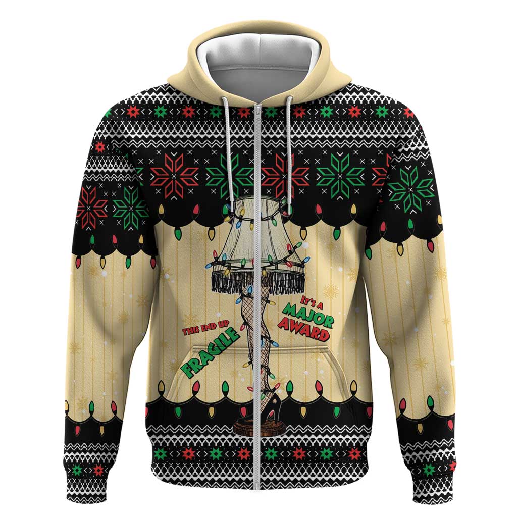 Christmas Story Zip Hoodie Fragile Leg Lamp - Wonder Print Shop