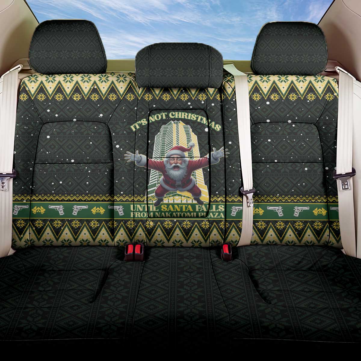 Nakatomi Plaza Back Car Seat Cover It's Not Xmas Until Santa Falls - Wonder Print Shop